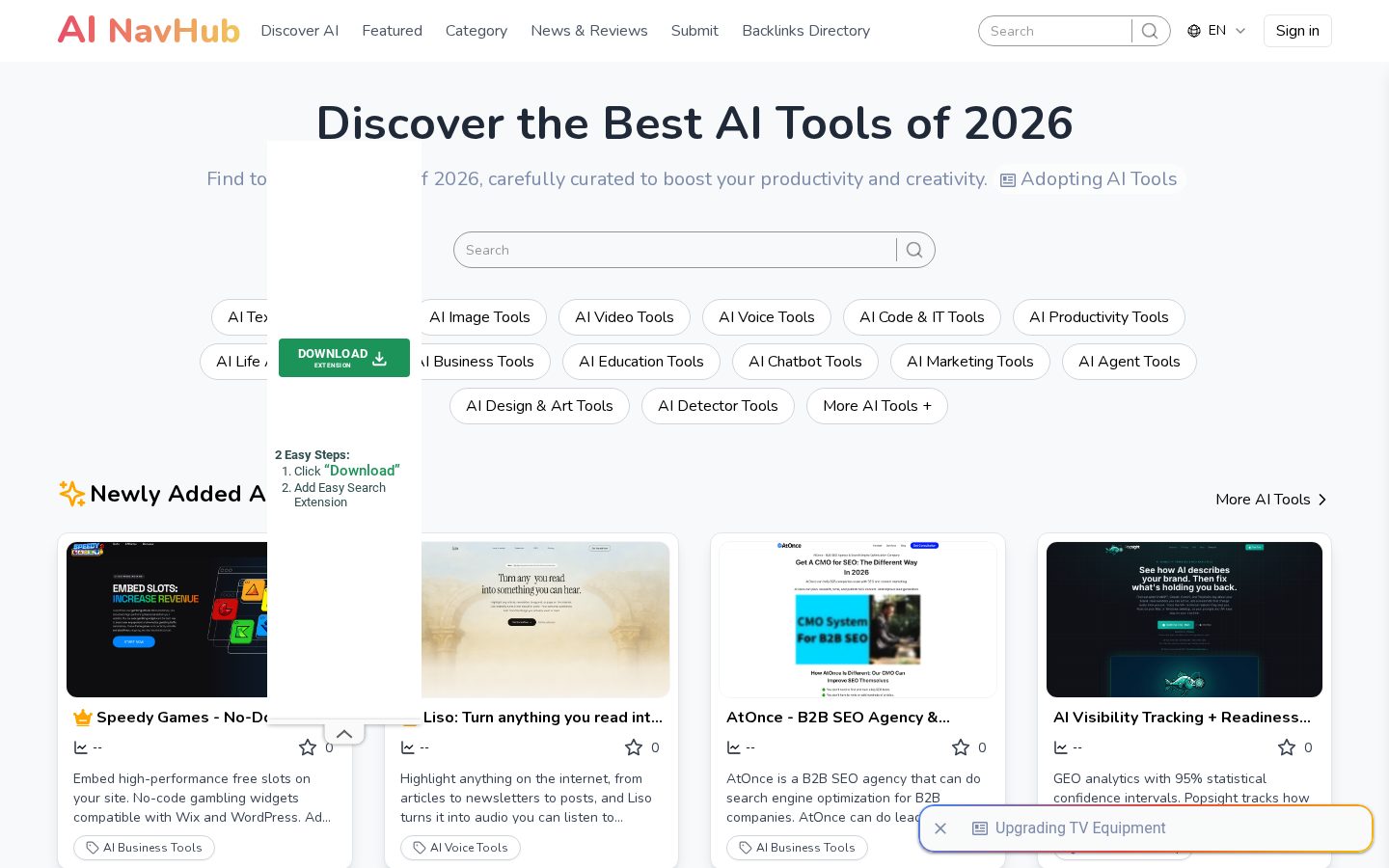 AI NavHub Tools Directory Homepage