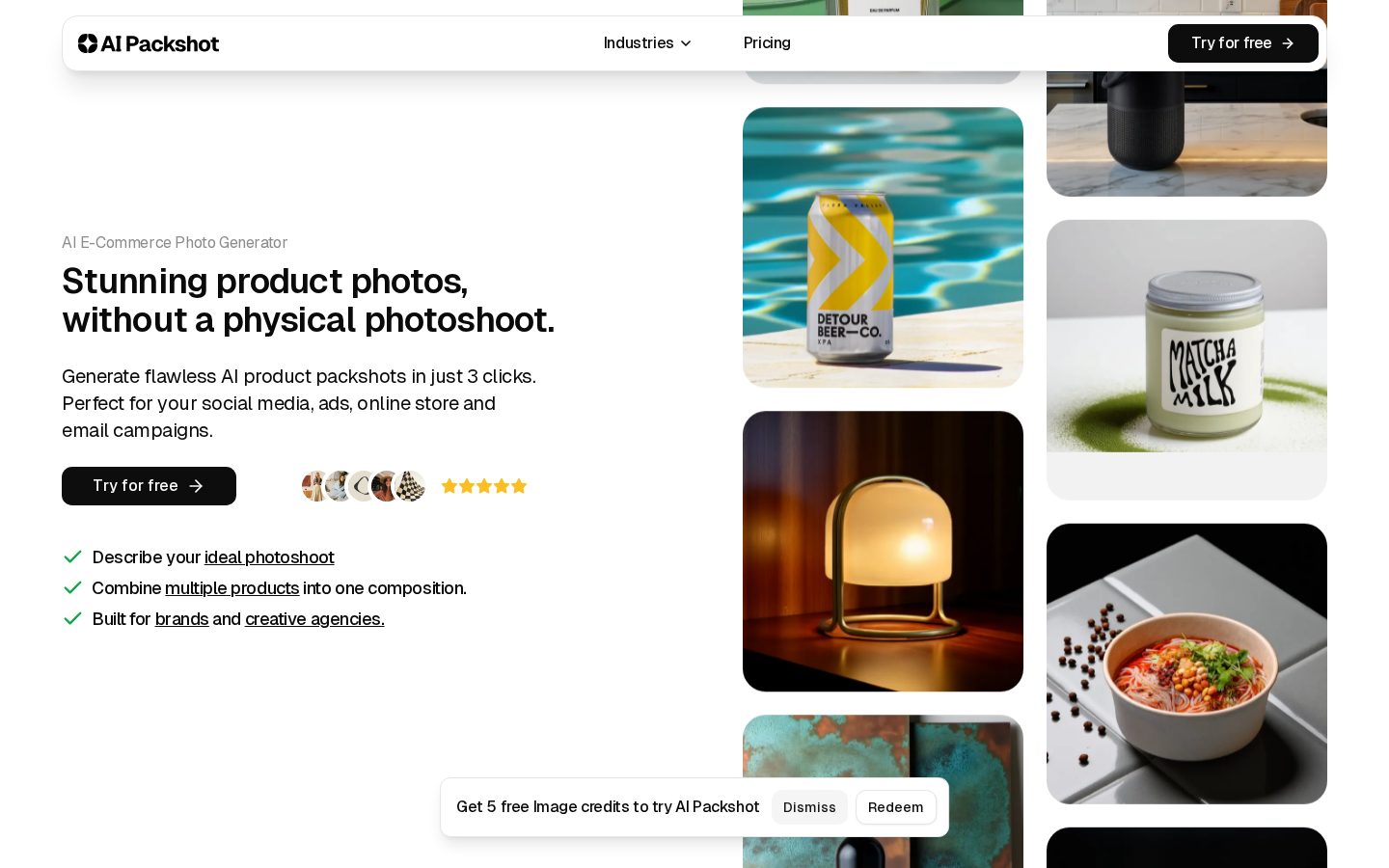 AI Packshot Homepage
