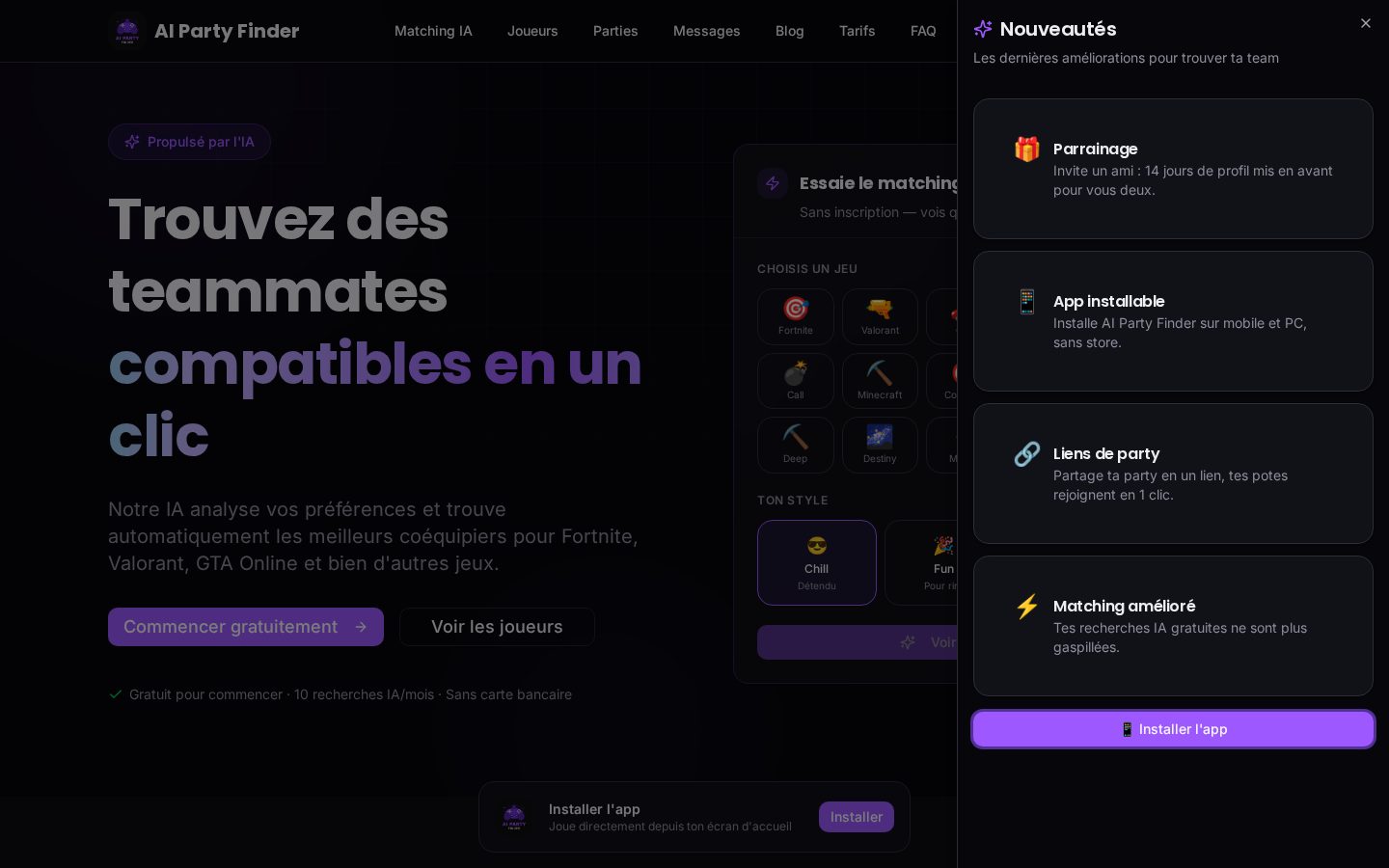 AI Party Finder Homepage