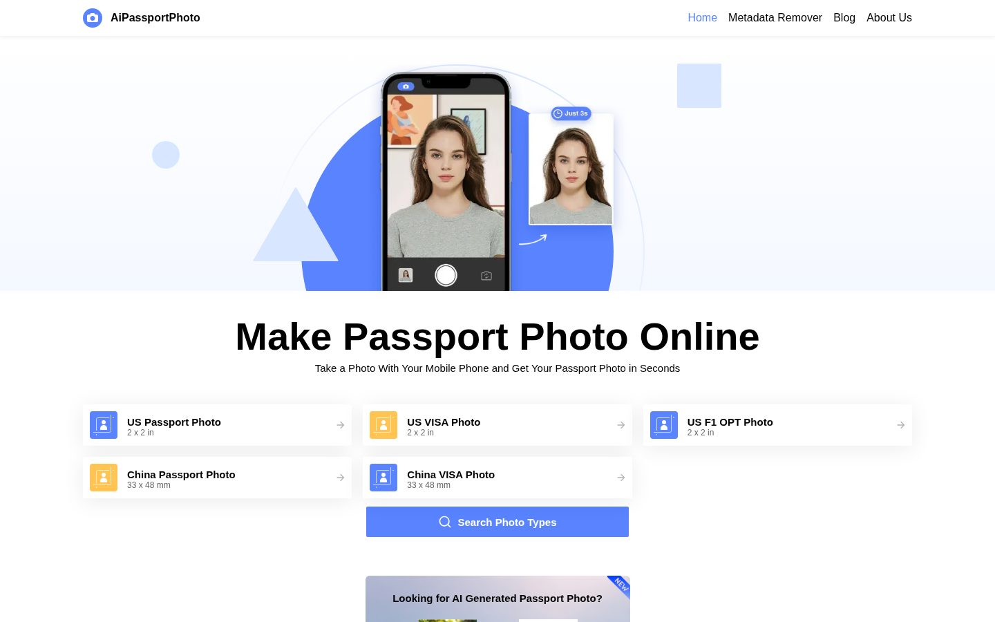 AI Passport Photo Homepage