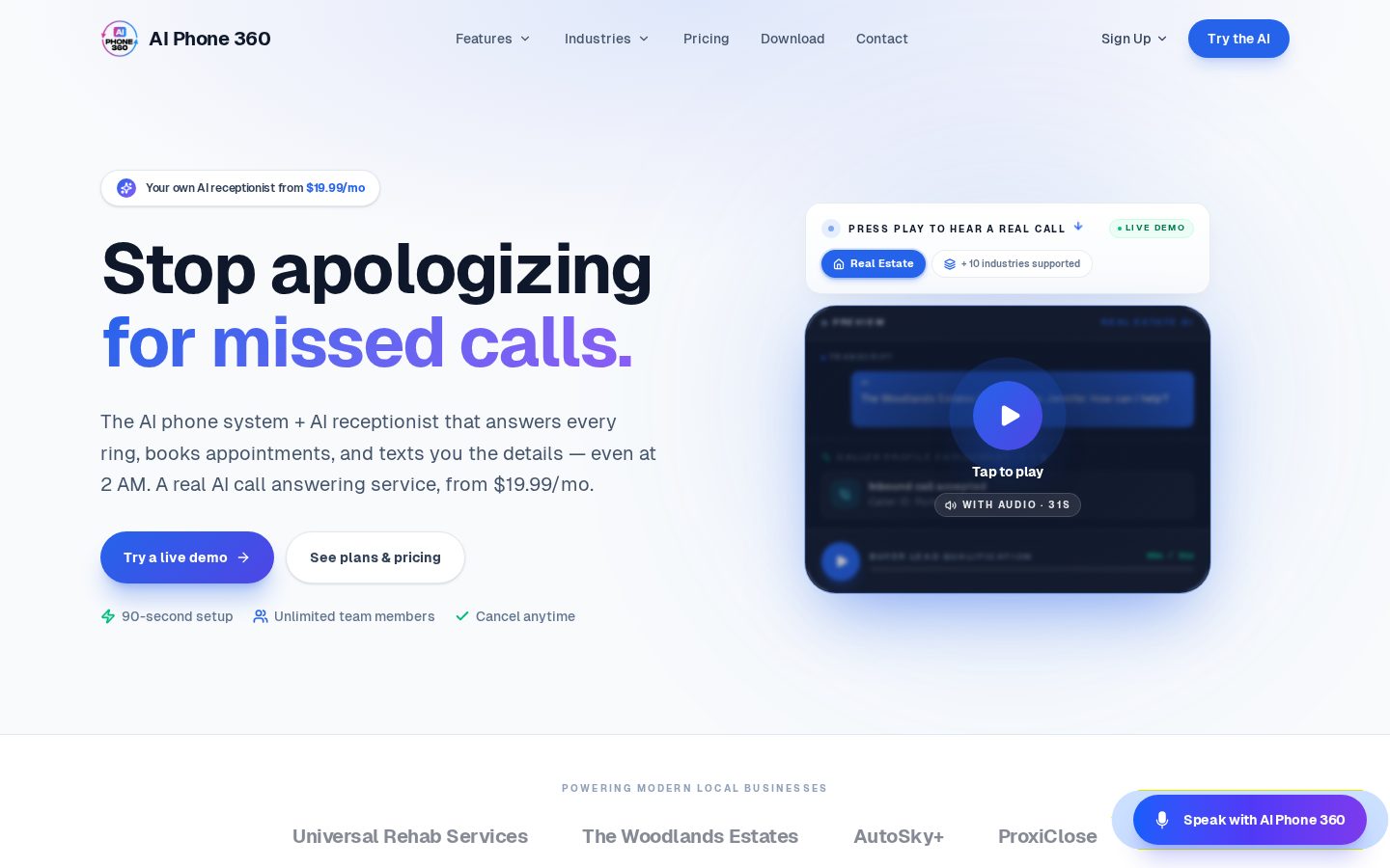 AI Phone 360 Homepage