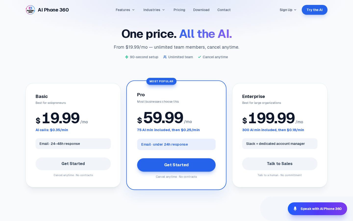 AI Phone 360 Pricing