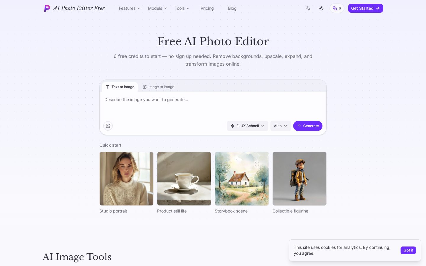 AI Photo Editor Free Homepage