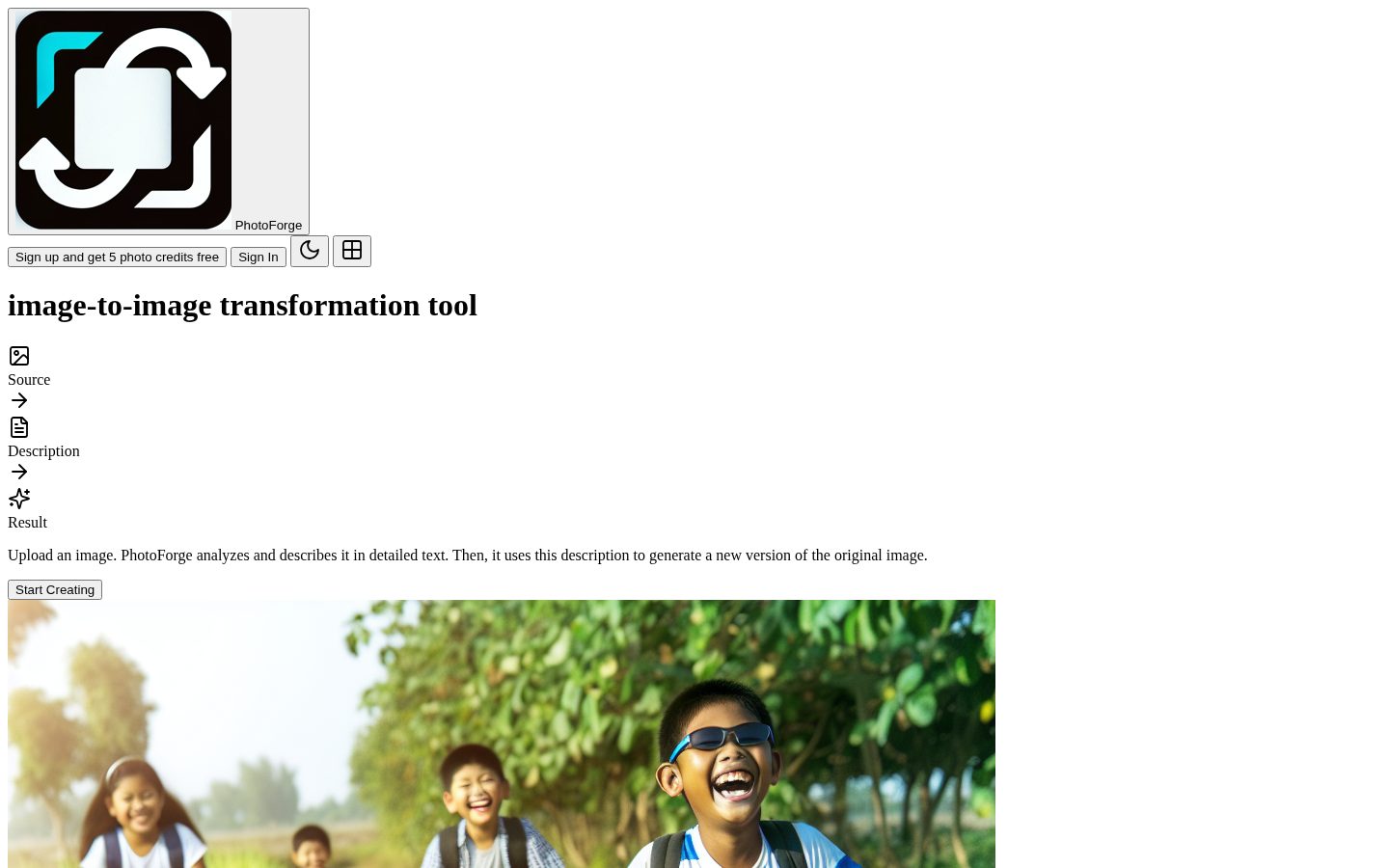 AI Photo Forge Homepage