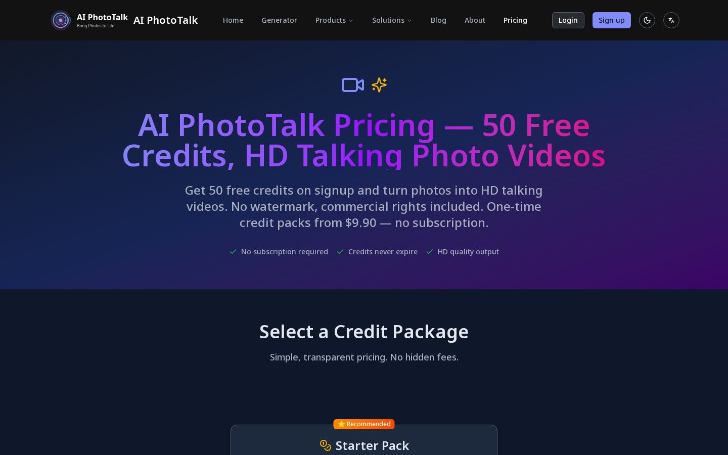 AI PhotoTalk Pricing