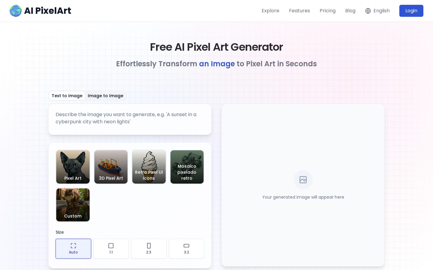 AI Pixel Art Generator Homepage