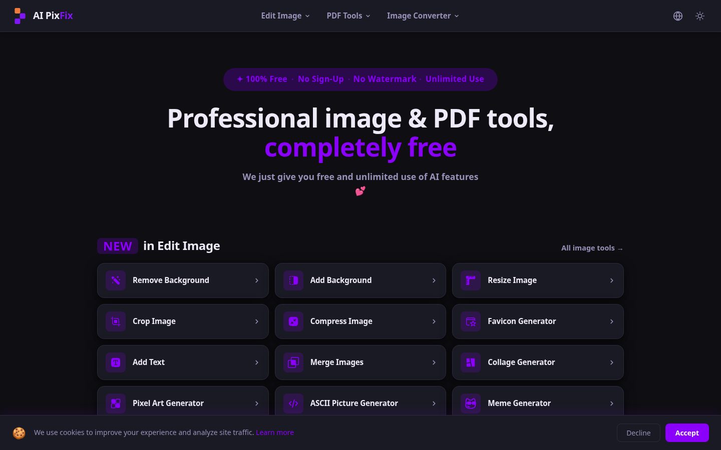 AI PixFix Homepage