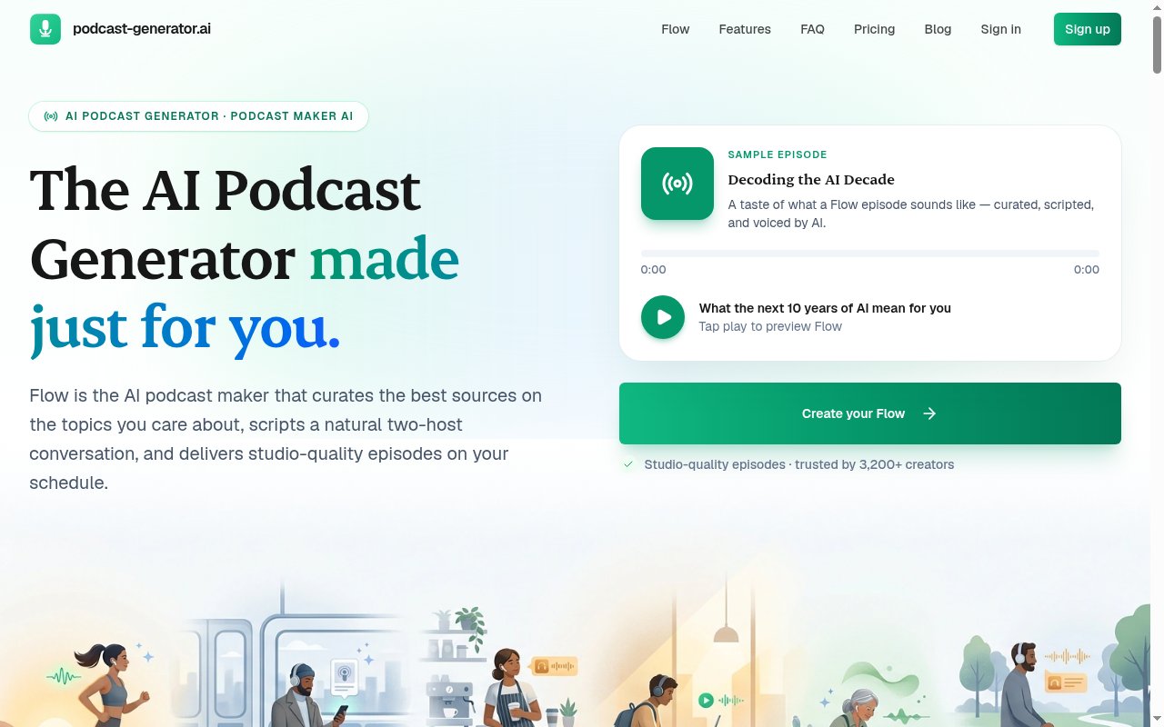 AI Podcast Generator homepage