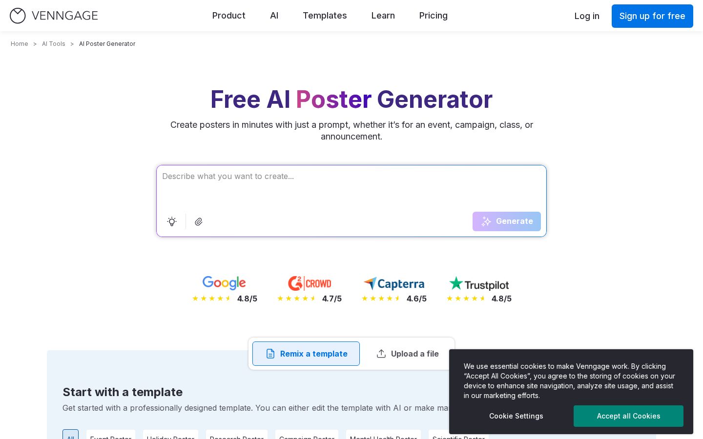 AI Poster Generator Homepage