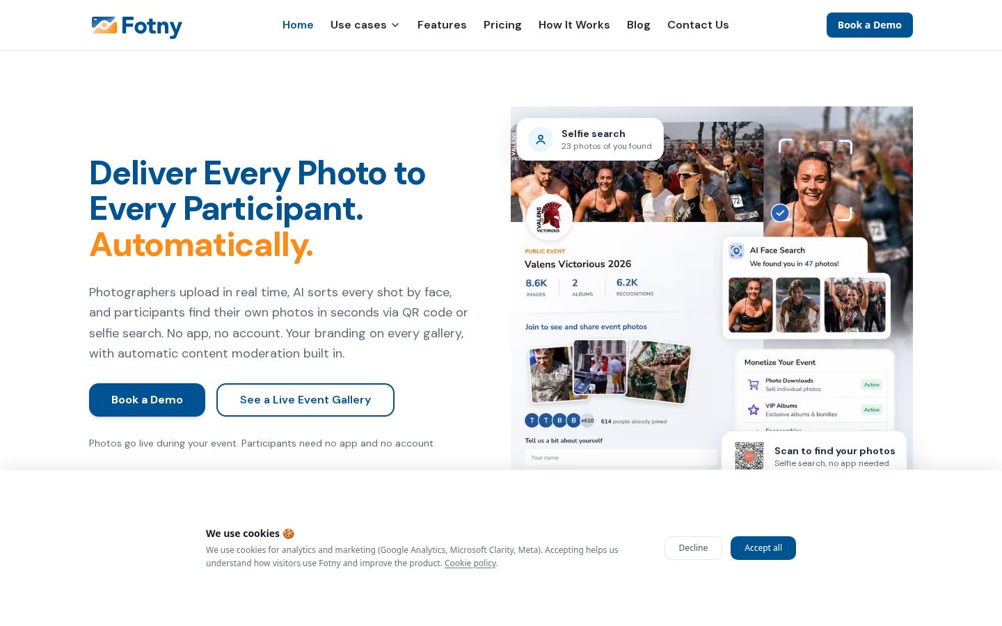 AI-Powered Event Photo Albums Homepage