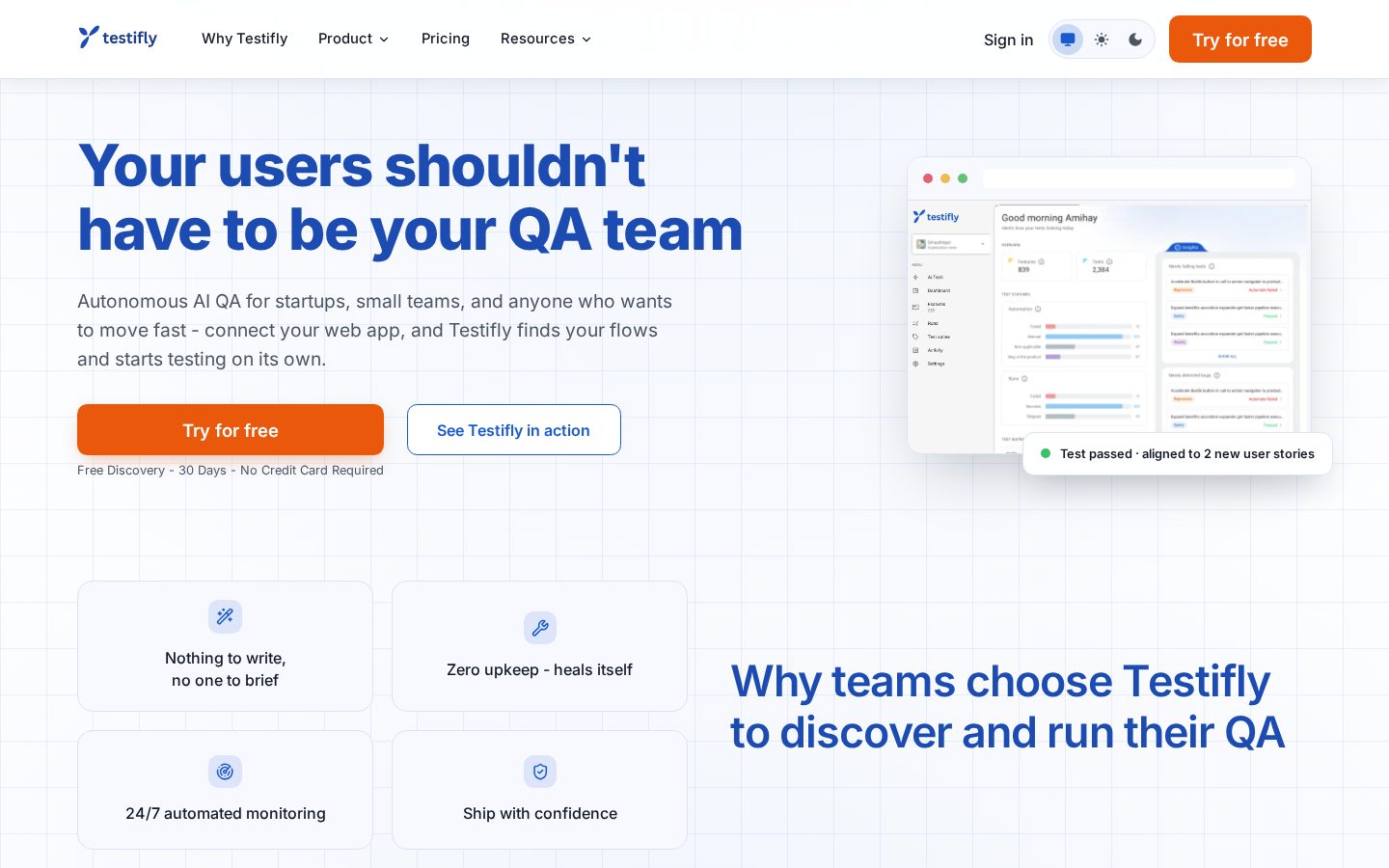 AI-Powered Software Quality Assurance Homepage