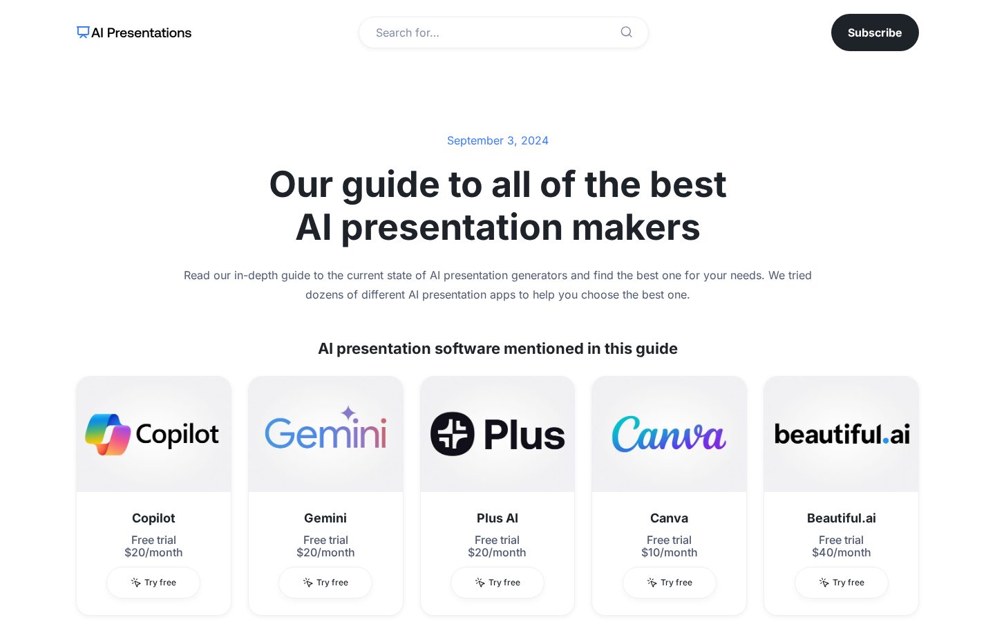 AI Presentation Makers Homepage