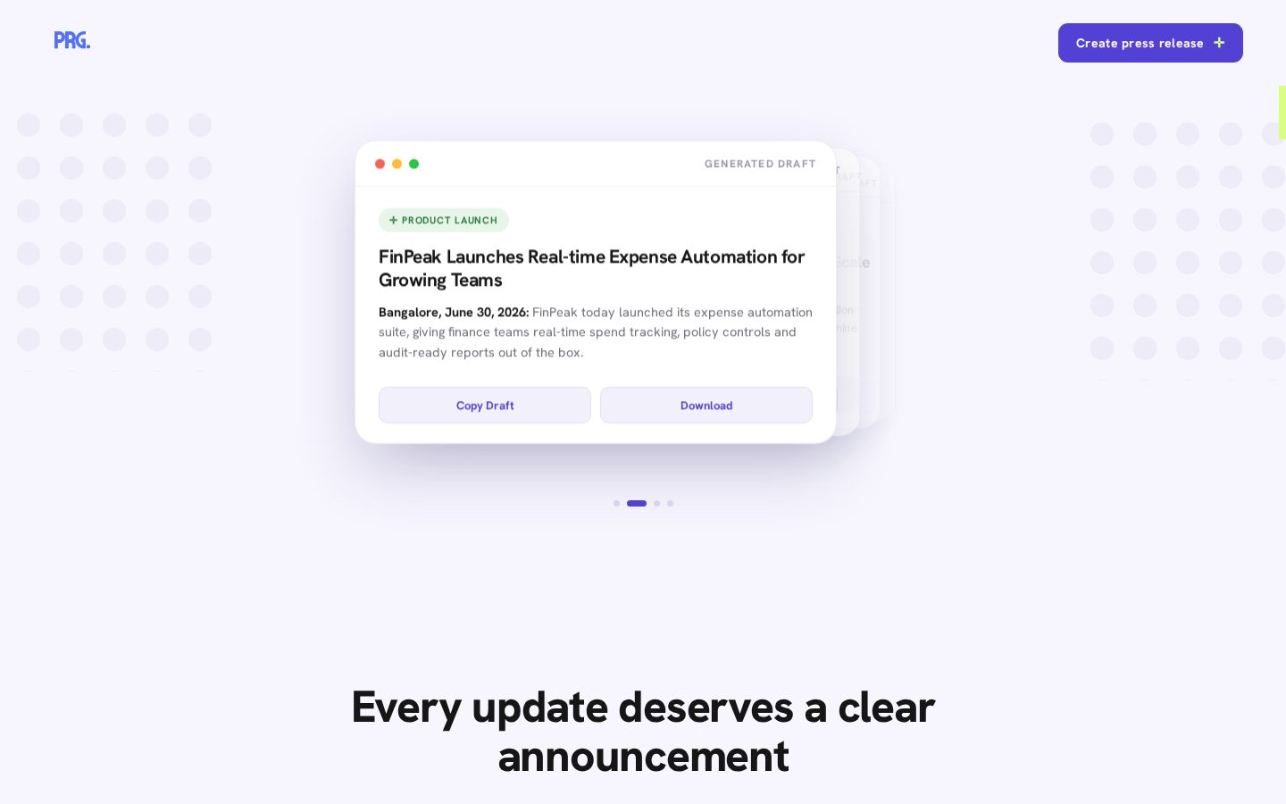 AI Press Release Generator Homepage