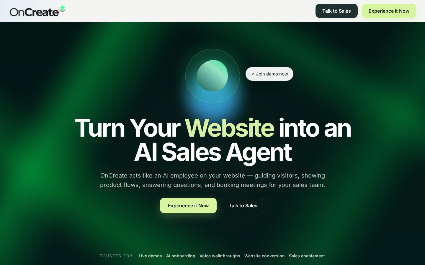 AI Product Demo Agent Homepage