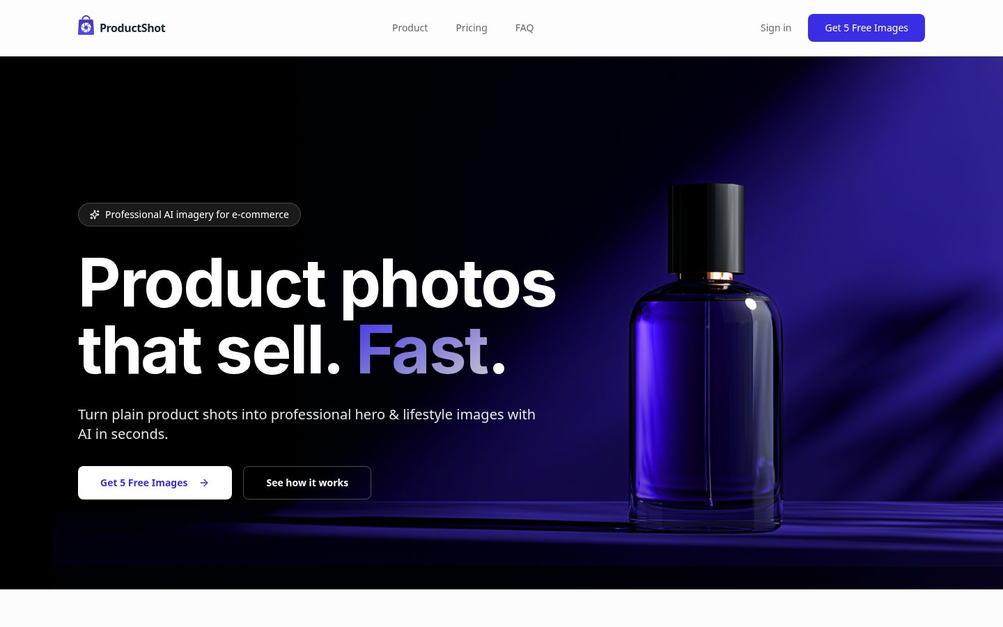 AI Product Shot Homepage