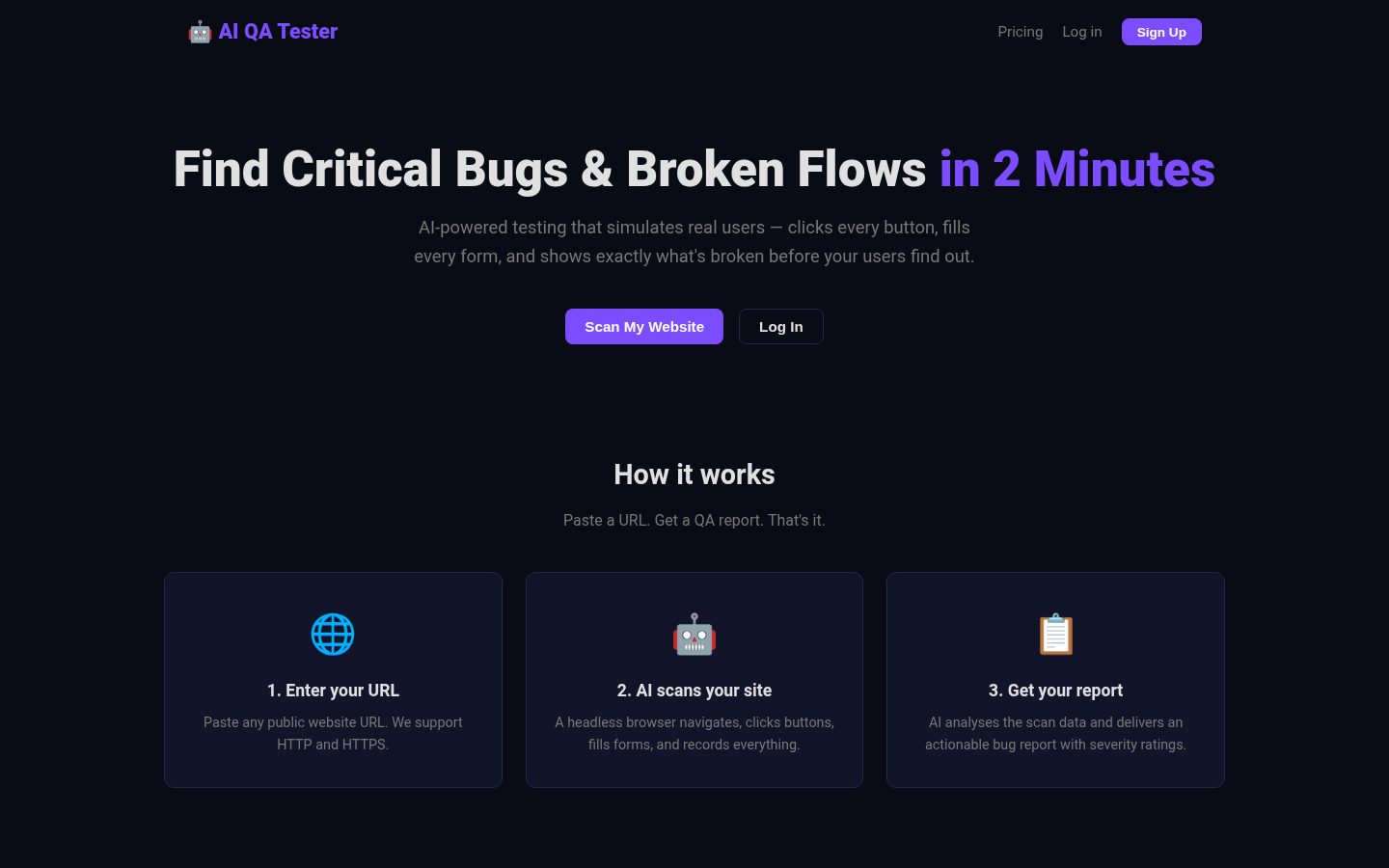 AI QA Tester Homepage