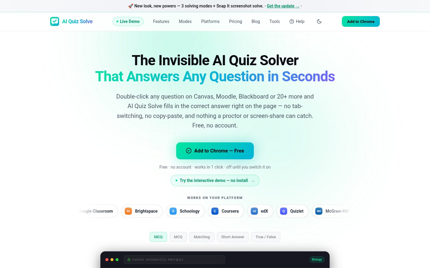 AI Quiz Solve Homepage