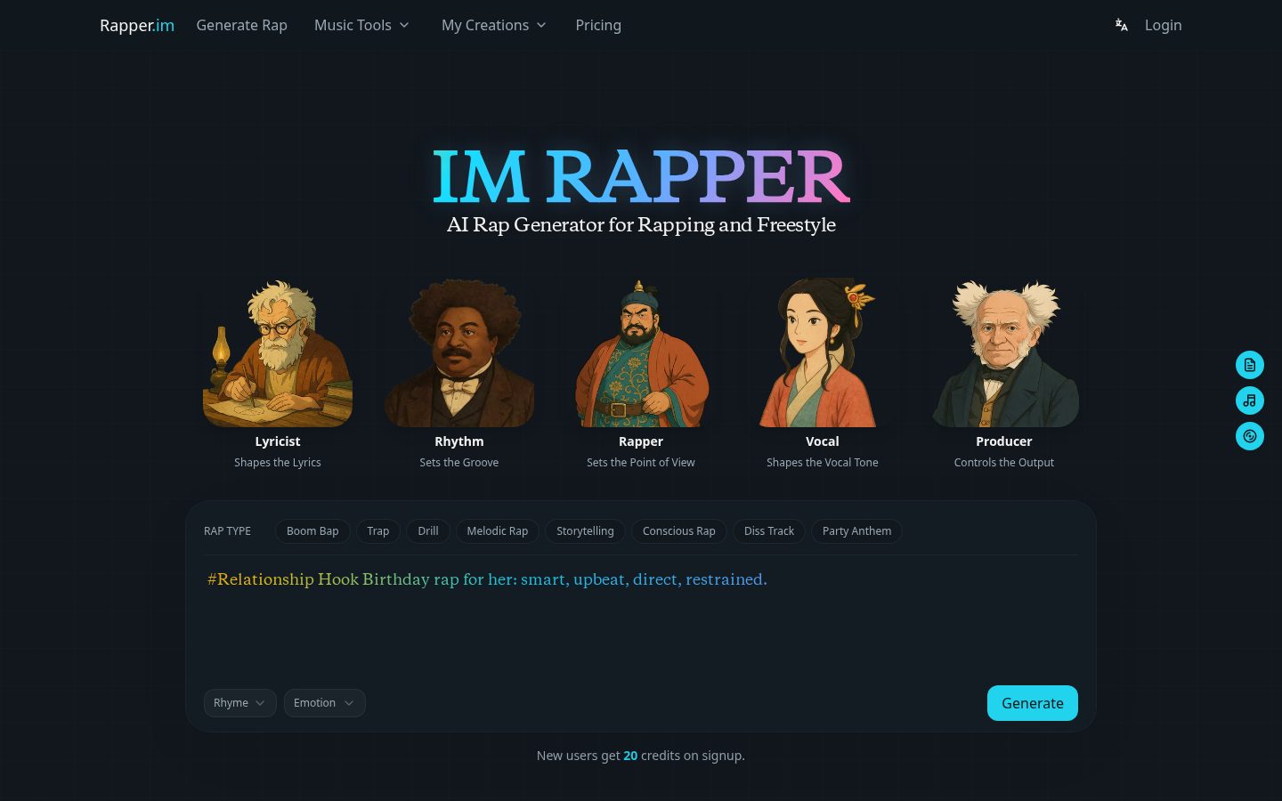 AI Rapper Homepage
