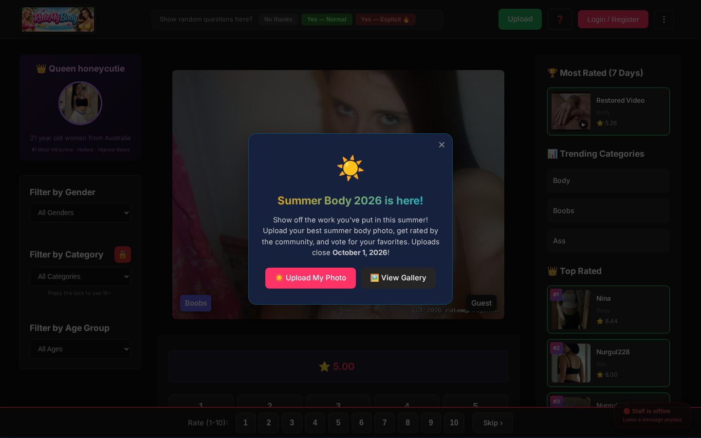 AI Rate My Body Homepage