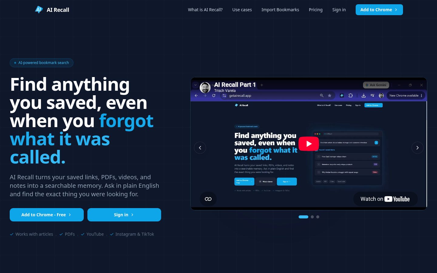 AI Recall Homepage