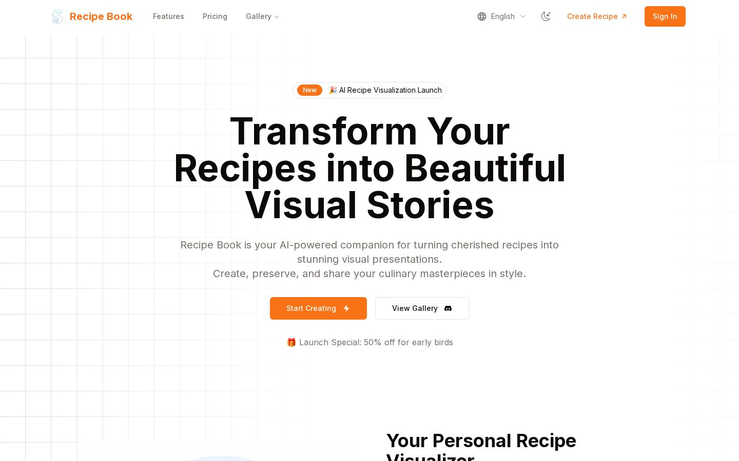 AI Recipe Book Generator Homepage