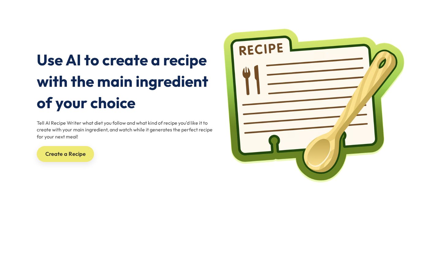 AI Recipe Writer Homepage