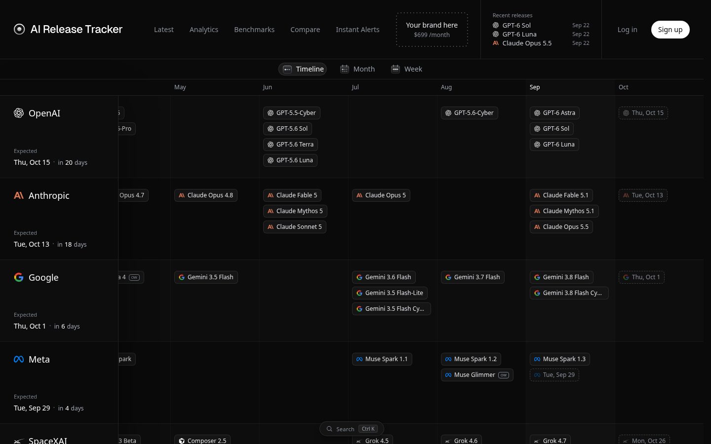 AI Release Tracker Homepage