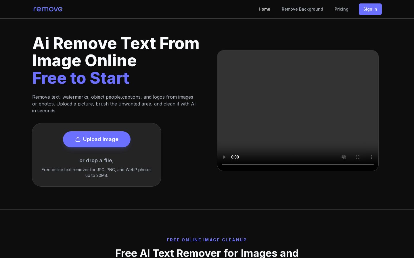 Ai Remove Text from Image Homepage