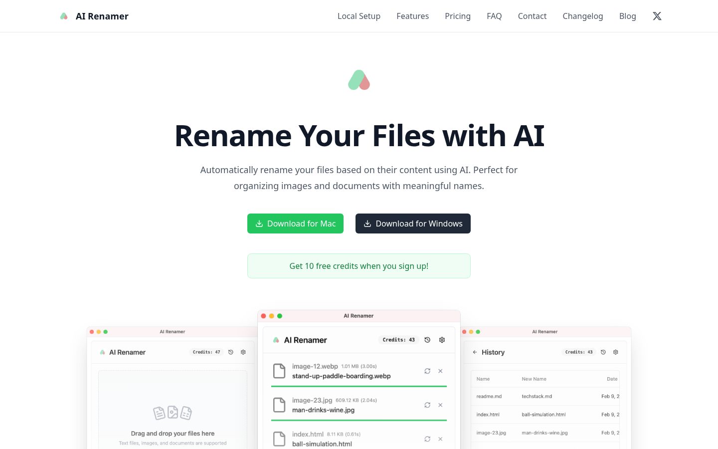 AI Renamer Homepage