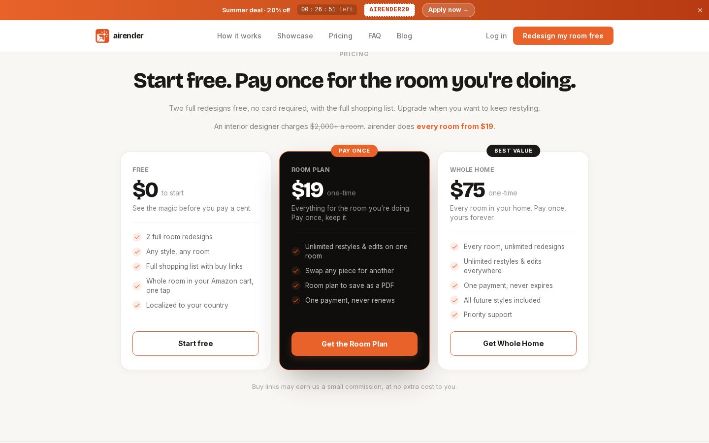 AI Render Pricing