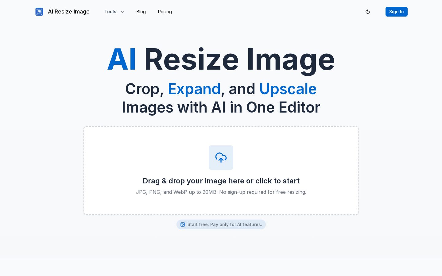AI Resize Image Homepage