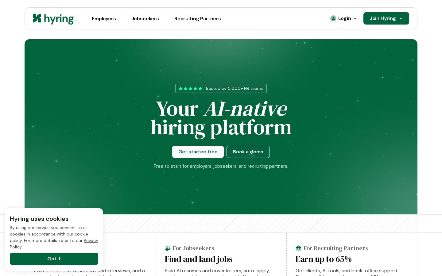 AI Resume Screener by Hyring Homepage
