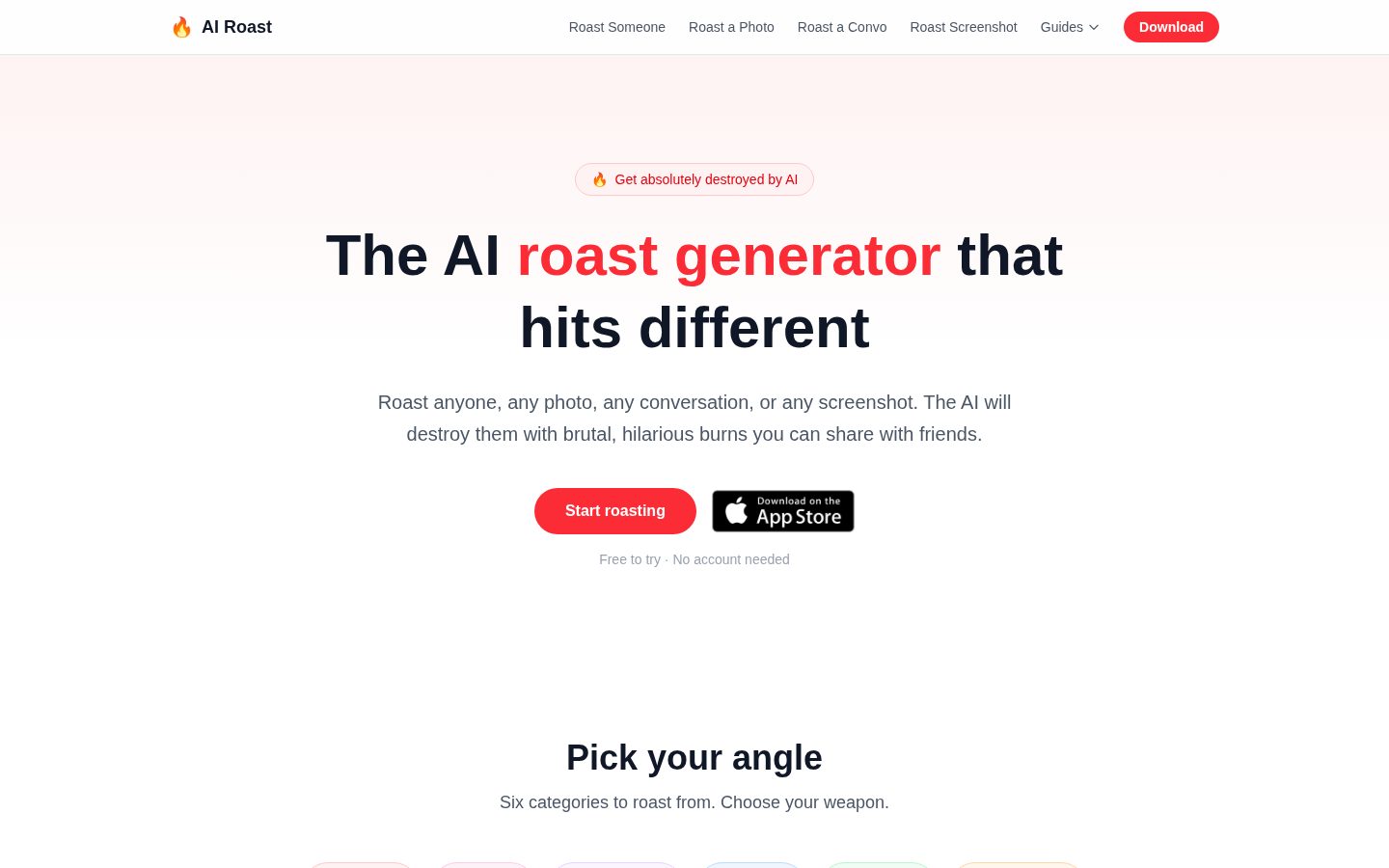 AI Roast Generator Homepage