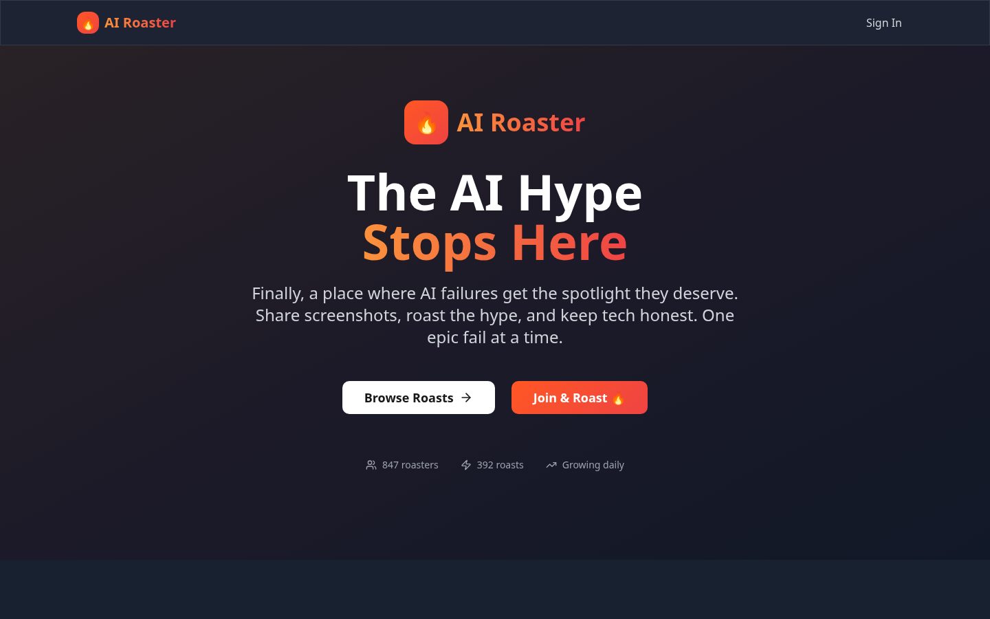AI Roaster Homepage