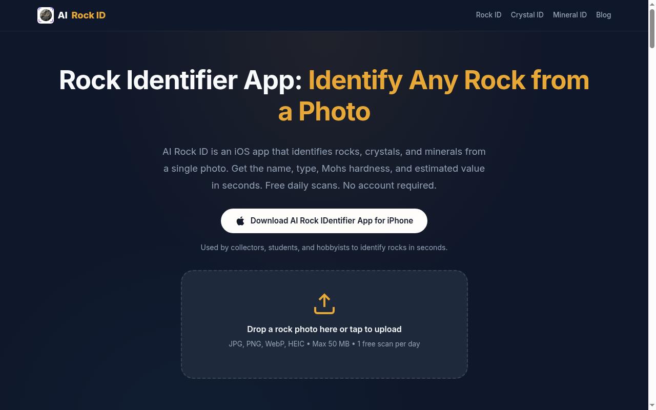 AI Rock ID - Crystal & Rock Identifier Homepage
