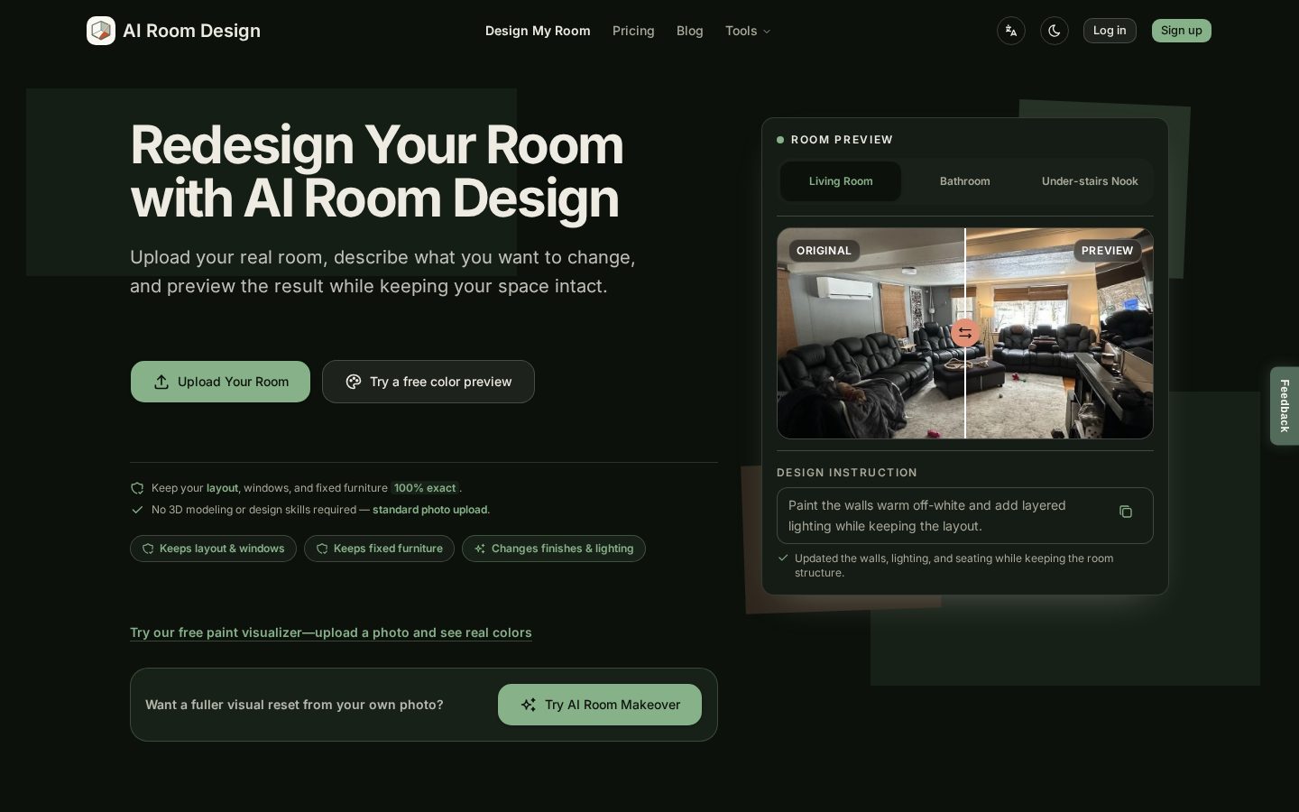 AI Room Design Preview Homepage