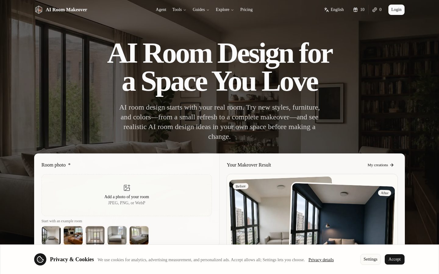 AI Room Makeover Homepage