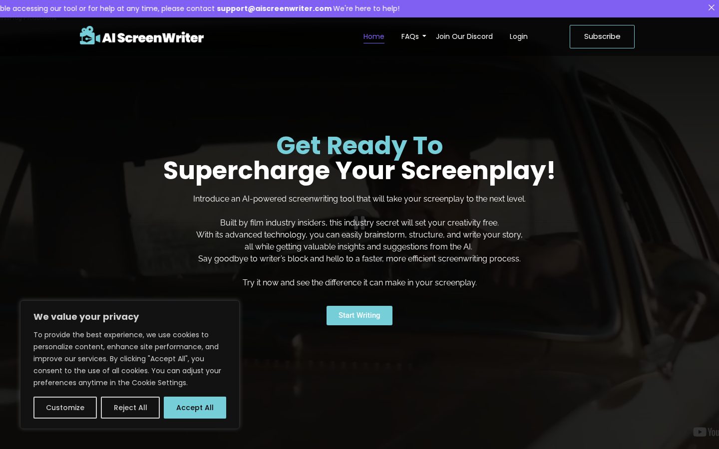 AI Screenwriter Homepage