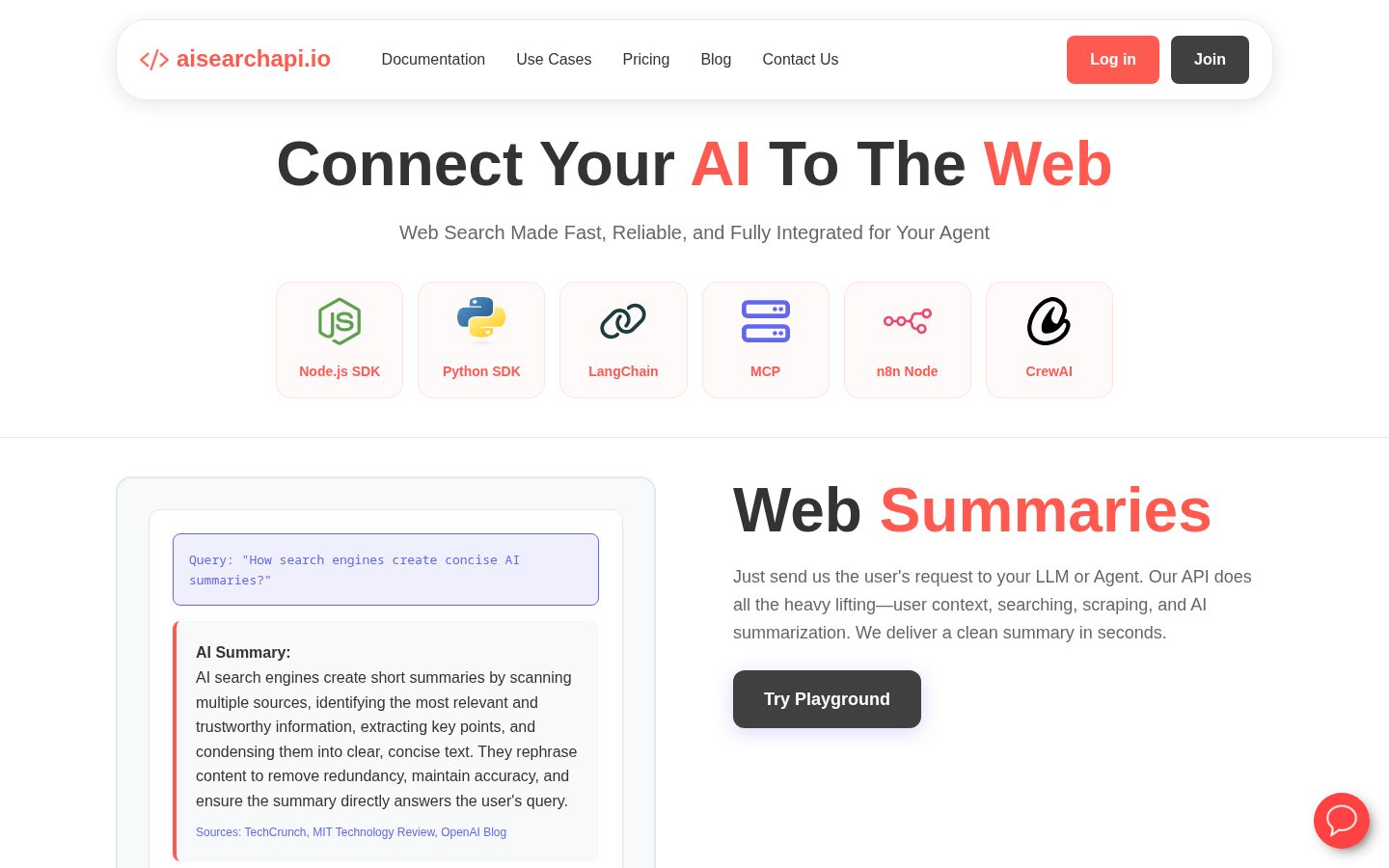 Ai Search API Homepage