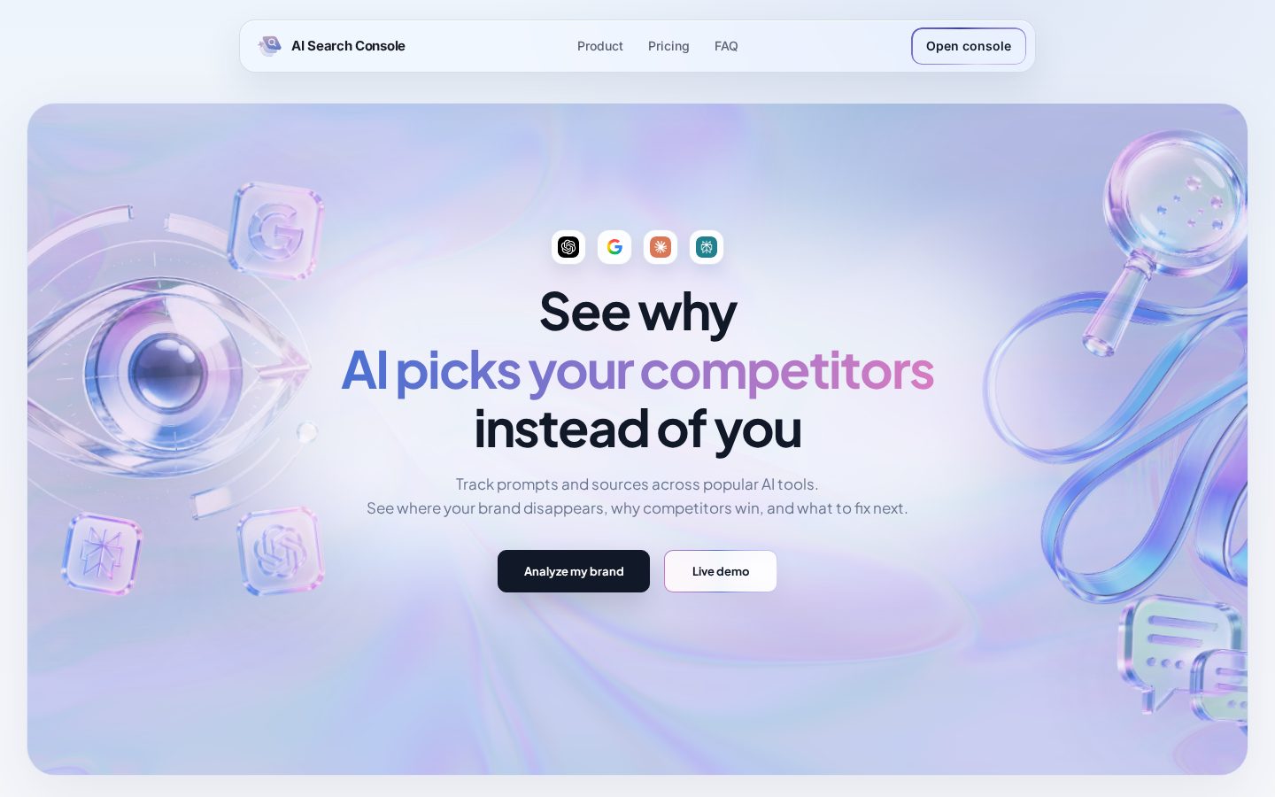 AI Search Console Homepage