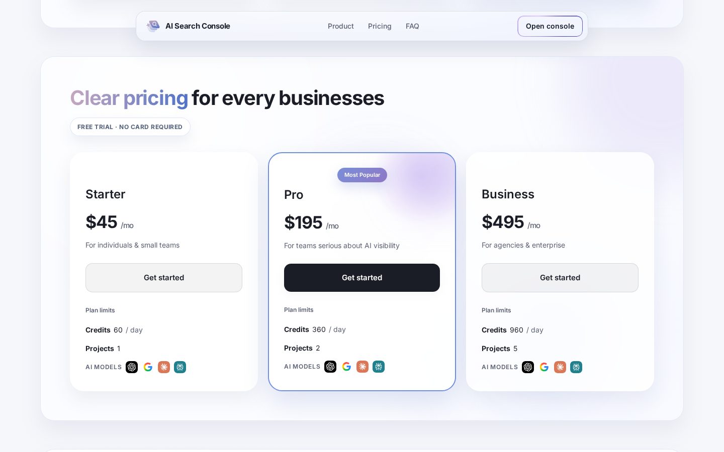 AI Search Console Pricing