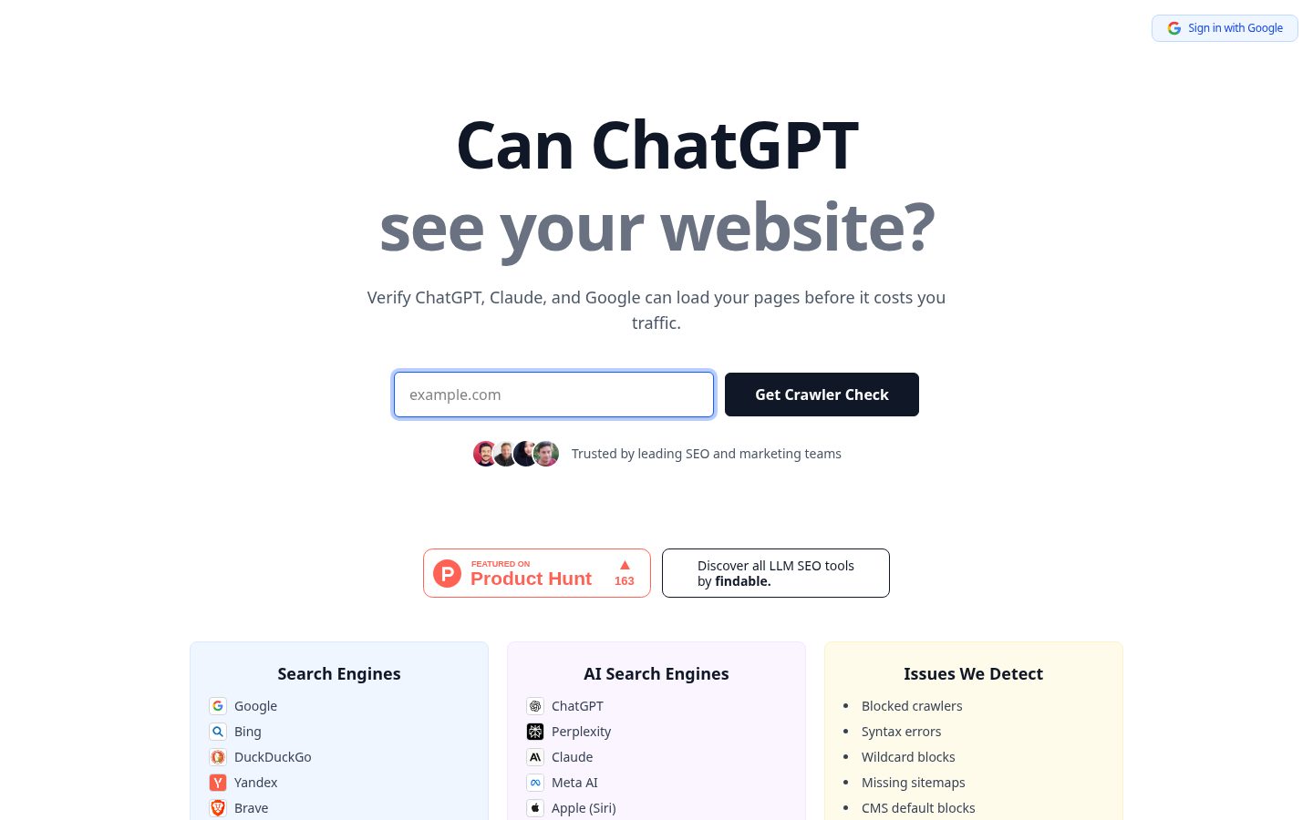 AI Search Crawler Check Homepage