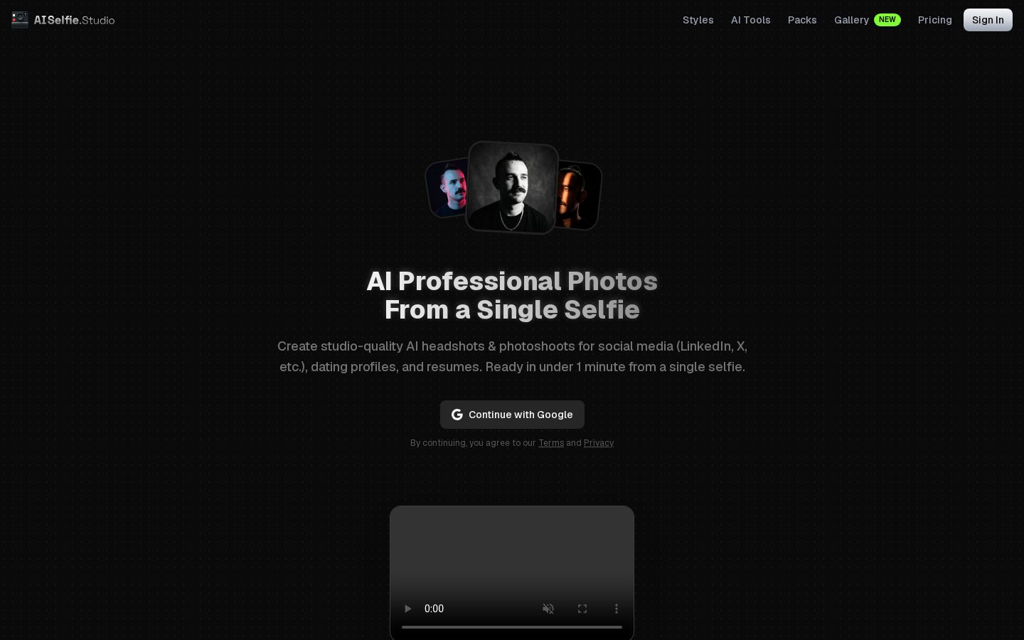 AI Selfie Studio Homepage