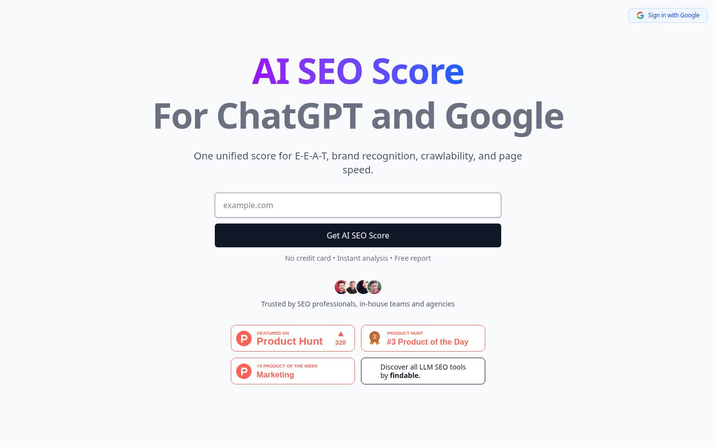 AI SEO Score Homepage