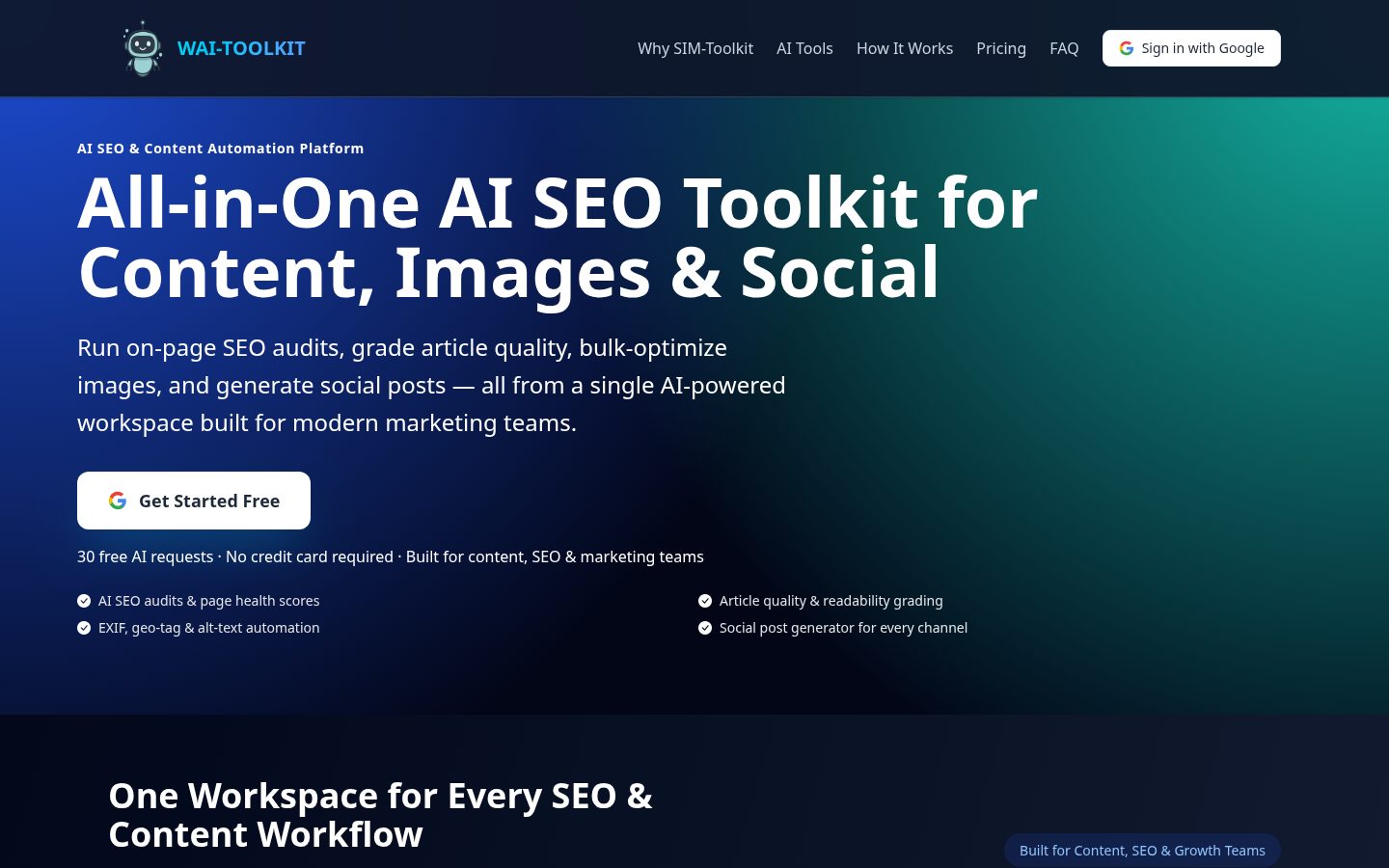 AI SEO Toolkit Homepage