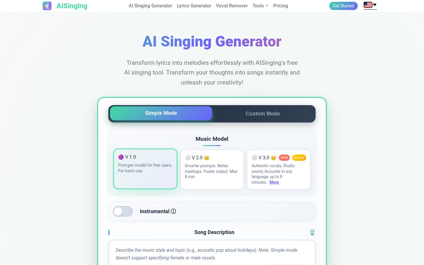 AI Singing Homepage