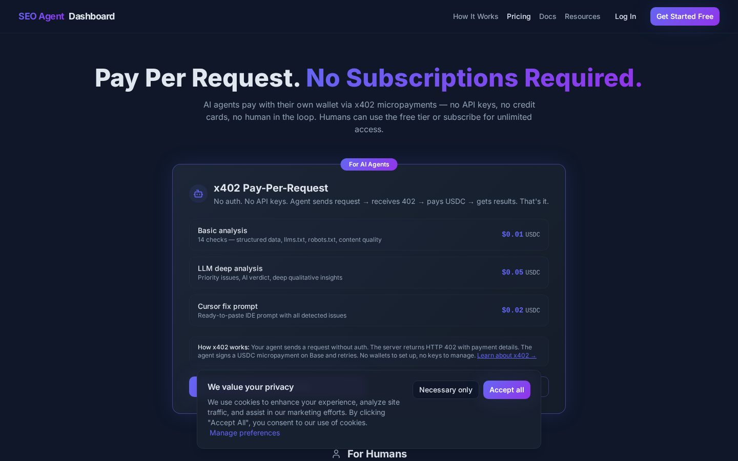 AI Site Scorer Pricing