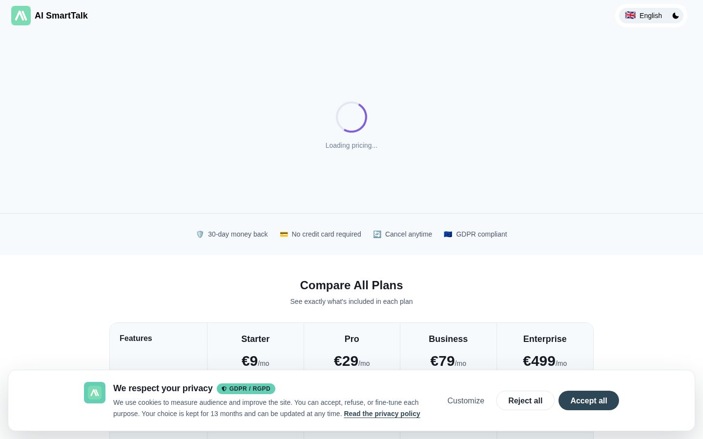 AI SmartTalk Pricing