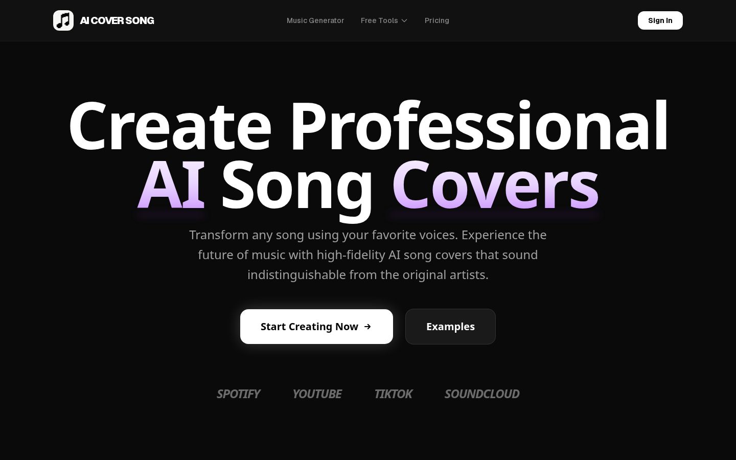 AI Song Cover Homepage