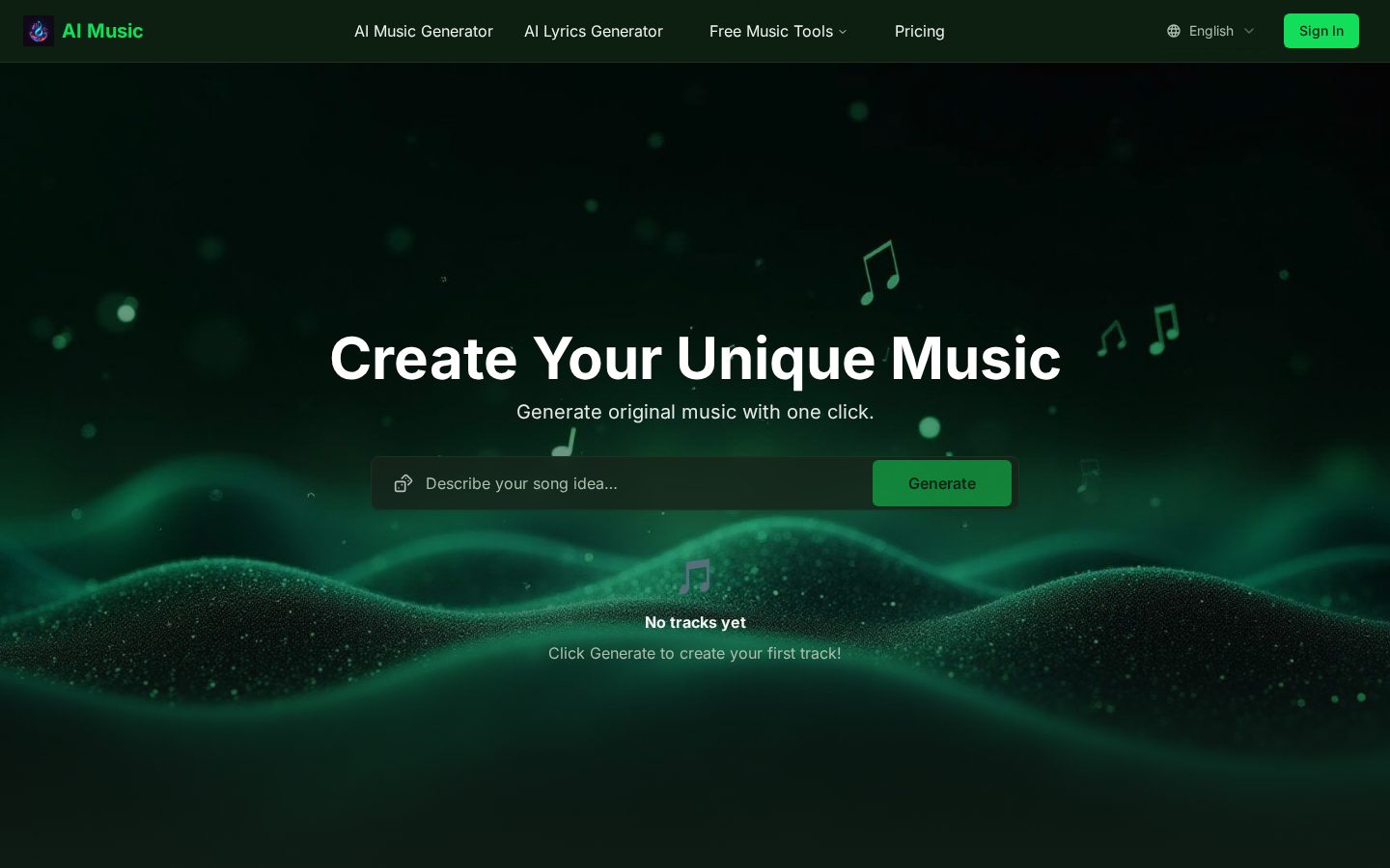 AI Song Creator Homepage